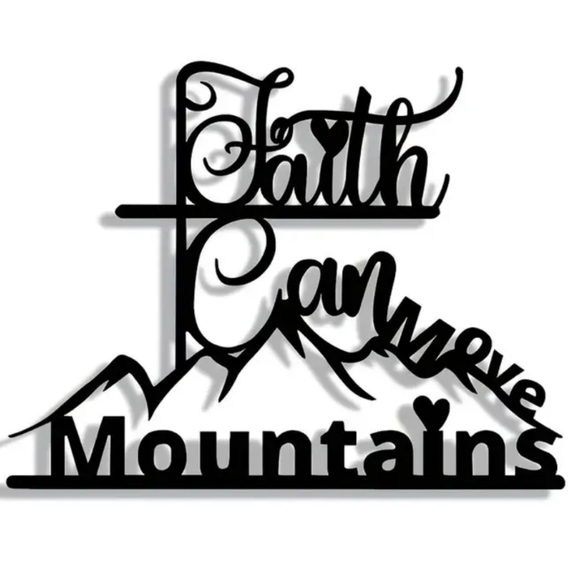 Source Unknown Black Metal "Faith Can Move Mountains" Inspirational Wall Art - Picture 2 of 3